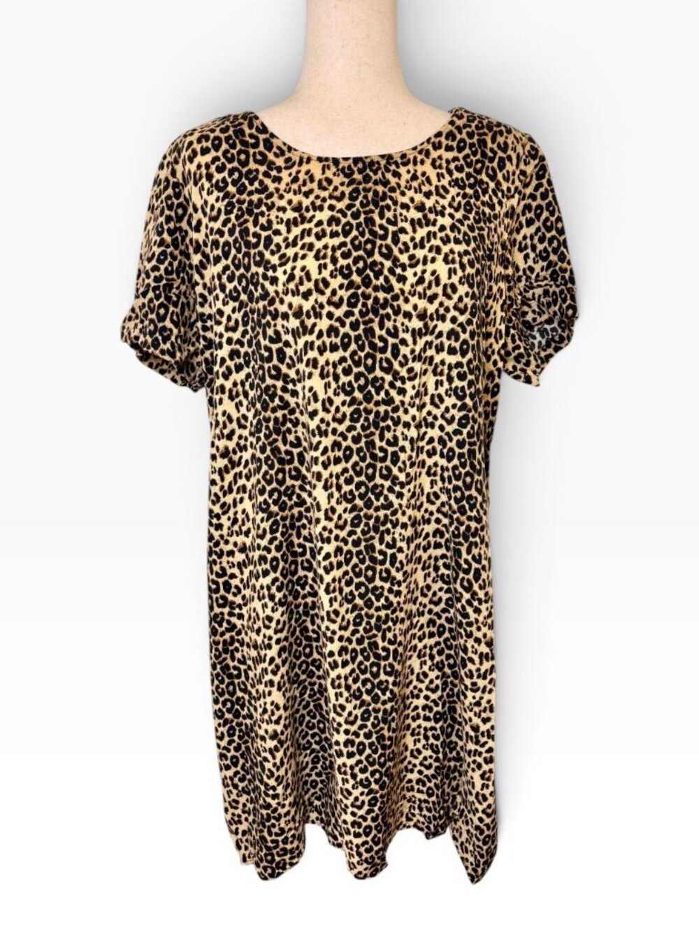 Vintage 90s Notations Leopard Print Shirt Dress Dress Estimated XL